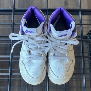 Nike Kids White and Purple High-Top Sneakers